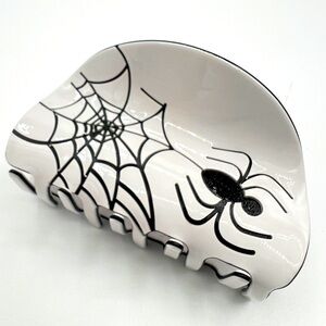 Black Spider Arched Hair Clip White New